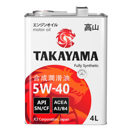 Моторное масло Takayama SAE 5W40 API SN/CF ACEA A3/B4 синтетическое 4л 605045