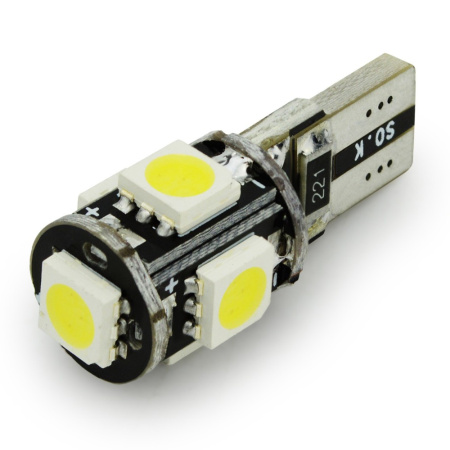 Светодиодная лампа T10 (W5W) 5050 - 5 SMD - CAN-Bus Белый
