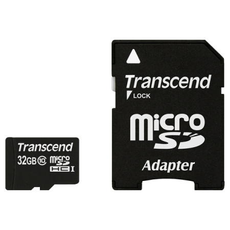 Карта памяти Transcend microSDHC 32Gb Class 10   SD adapter (TS32GUSDHC10)