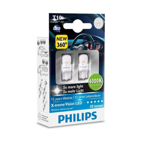 Светодиодная лампа Philips W5W 12V 1W (W2,1x9,5d) LED 4000K Ultinon LED