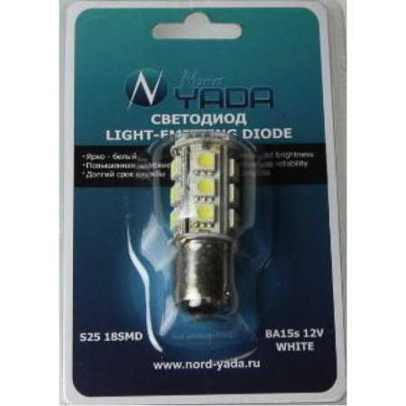 Светодиодная лампа NORD YADA S25 Р21W BА15s 18SMD 12v White 902591
