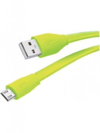 Кабель Partner USB 2.0 - microUSB 1м 2.1A зелёный плоский