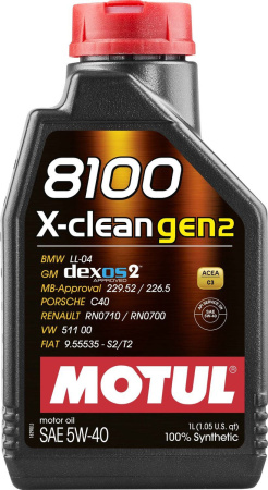 Моторное масло Motul 8100 X-Clean Gen2 5w40 SN/CF C3 Dexos2 1л 109761