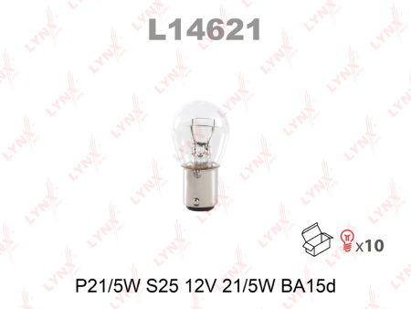 Лампа накаливания LYNXauto P21/5W 12V 21/5W (BA15d) L14621