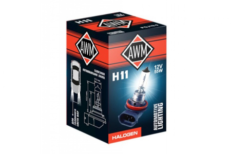 Галогенная лампа AWM H11 12V 55W (PGJ19-2)