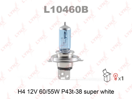 Галогенная лампа LYNXauto H4 Super White 12v 60/55W P43T-38 L10460B