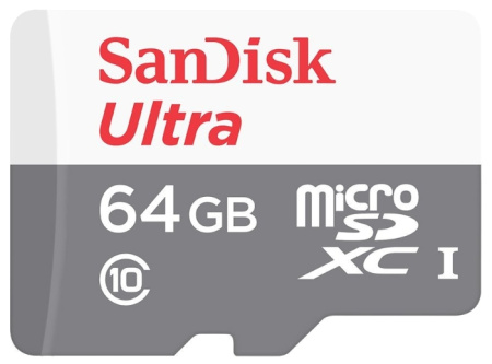 Карта памяти SanDisk Ultra microSDHC 64Gb UHS-I U1 Class 10 (SDSQUNB-064G-GN3MN)