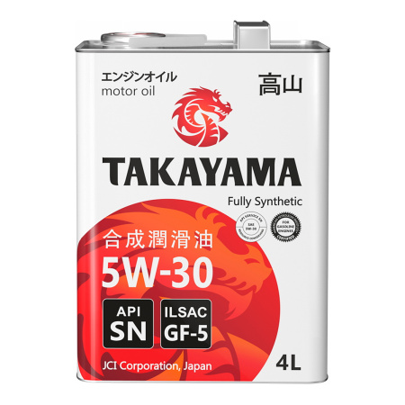 Моторное масло Takayama SAE 5W30 API SN ILSAC GF5 синтетическое 4л пластик 605552