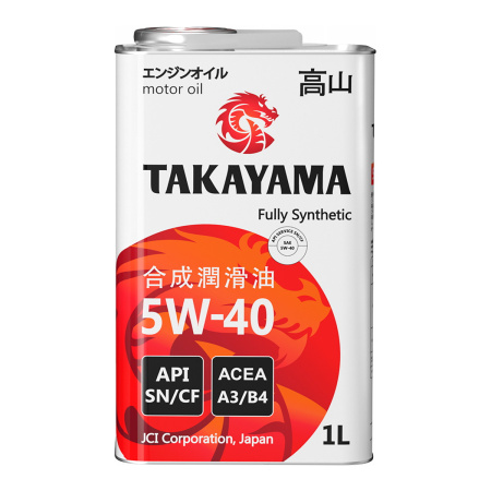 Моторное масло Takayama SAE 5W40 API SN/CF ACEA A3/B4 синтетическое 1л 605044