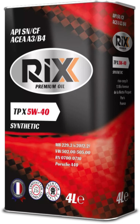 Моторное масло RIXX TP X 5W-40 SN/CF 4л