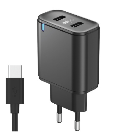 Сетевое зарядное устройство Olmio USB 2.4A Smart IC  Type-C кабель, черное 043368
