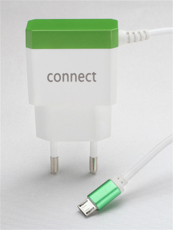 Сетевое зарядное устройство Micro USB "Connect" White & Yellow