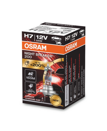 Галогенная лампа Osram H7 12V 55W (PX26d)  200% Night Breaker 200 64210NB200