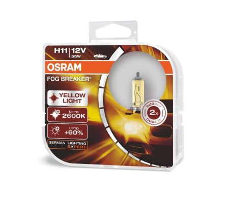 Галогенная лампа Osram H11 12V 55W (PGJ19-2) Fog Breaker DuoBox 62211FBR-HCB