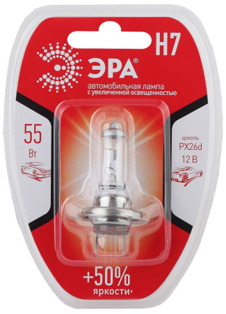 Галогенная лампа ЭРА Н7 12V 55W  50% Px26d BL