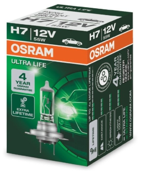 Галогенная лампа Osram H7 12V 55W (PX26d) Ultra Life 64210ULT111 в интернет-магазине 12 Вольт