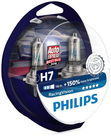 Галогенная лампа Philips H7 12V 55W (PX26d) Racing Vision 12972RVS2