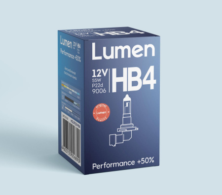 Галогенная лампа Lumen HB4 Performance  50% 12V-55W P22d 9006