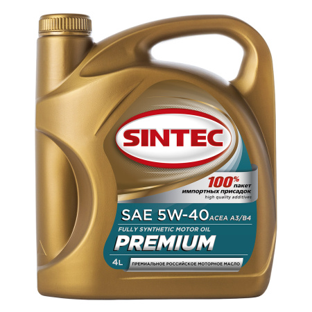 Моторное масло Sintec Premium SAE 5W40 ACEA A3/B4 синтетическое 4л 801971