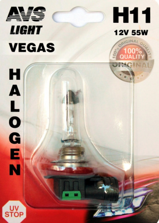 Галогенная лампа AVS H11 Vegas 12V 55W (A78480S) блистер 1шт