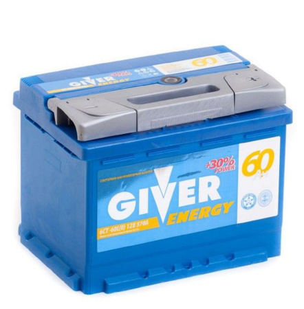 Автомобильный аккумулятор Giver Energy 6СТ-60.0 - 60Ач (обратная)
