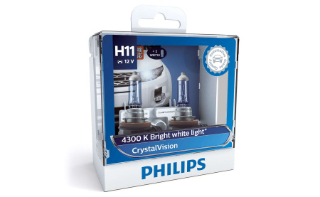 Галогенная лампа Philips H11 12V 55W (PGJ19-2) Crystal Vision  W5W 12V-5W (W2,1x9,5d)