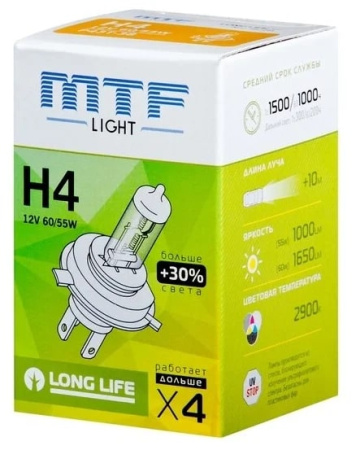 Галогенная лампа MTF Light H4 12V 60/55W Standard  30%