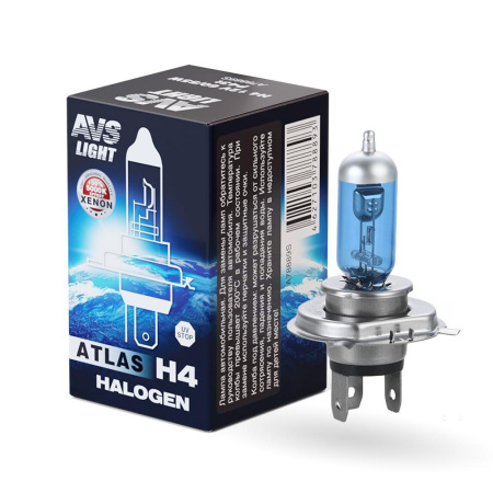 Галогенная лампа AVS H4 Atlas 5000К 12V 60/55W (A78889S) коробка 1шт