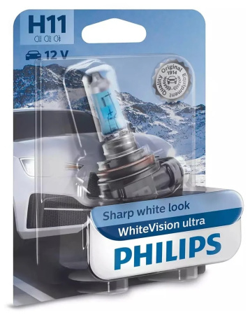 Галогенная лампа Philips H11 12V 55W (PGJ19-2) White Vision ultra 12362WVUB1