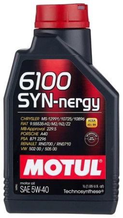 Моторное масло Motul 6100 Syn-Nergy 5w40 A3/B4 SN 1л