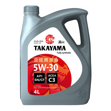 Моторное масло Takayama SAE 5W30 API SN/CF ACEA C3 синтетическое 4л пластик 605523