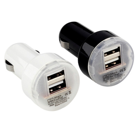 Разветвитель прикуривателя USB (black) USB1-5V 1A USB2-5V 2.1A