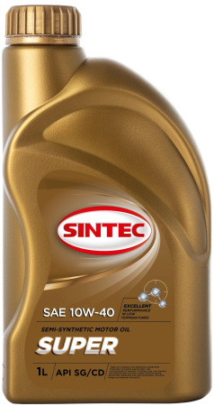 Моторное масло Sintec Super SAE 10W40 API SG/CD полусинтетическое 1л (дубль)