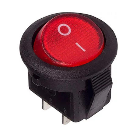 Выключатель клавишный круглый 12V 20А (3с) ON-OFF красный с подсветкой (RWB-214) Rexant