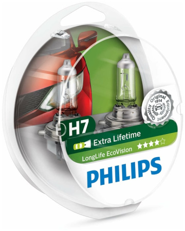 Галогенная лампа Philips H7 12V 55W (PX26d) Long Life Eco Vision 12972LLECOS2