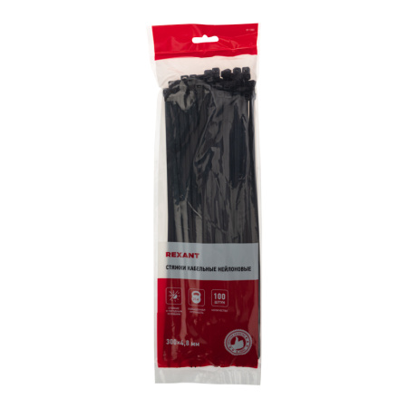 Стяжки nylon 300*5мм чёрный Rexant 07-1303