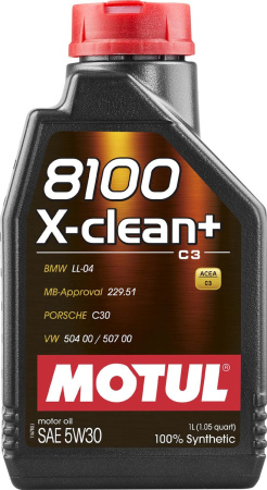 Моторное масло Motul 8100 X-Clean 5w30 C3, VW504.00/507.00, MB229.51, BMW LL-04 1л