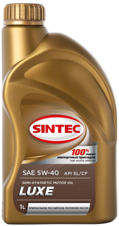 Моторное масло SINTEC LUXE SAE 5W40 API SL/CF полусинтетическое 1л 801932