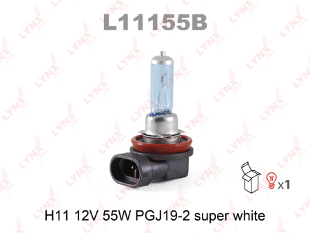 Галогенная лампа LYNXauto H11 Super White 12V 55W PGJ19-2 L11155B