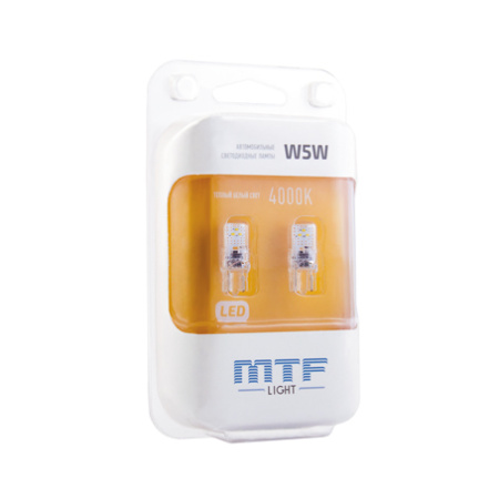 Светодиодная лампа MTF Light Vega W5W/T10 12В 1Вт 4000К теплый белый свет