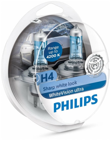 Галогенная лампа Philips H4 12V 60/55W W5W (P43t) White Vision Ultra 12342WVUSM
