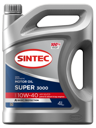 Моторное масло Sintec Super 3000 SAE 10W40 API SG/CD п/синт 4л 600240