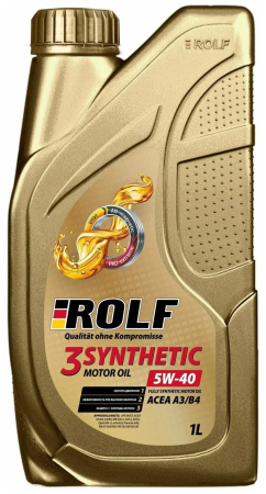 Моторное масло Rolf 3-SYNTHETIC SAE 5W40 ACEA A3/B4 синтетическое 1л 322730