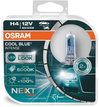 Галогенная лампа Osram H4 12V 60/55W (P43t) Cool Blue Intense 64193CBN-HCB