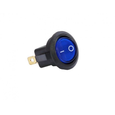 Выключатель-кнопка 12V 20А круглая черная с синей LED подсветкой (3конт.) ON-OFF Nord YADA 905477
