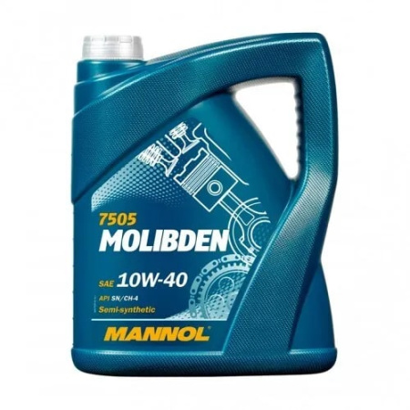 Моторное масло Mannol Molibden MOS Benzin 10w40, 7505, полусинтетическое 4л