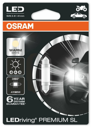 Светодиодная лампа Osram Fest T10,5 12V 1W (SV8,5-41/11) LED 4000K 6499WW-01B