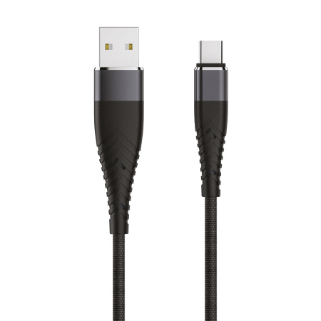 Кабель Olmio Solid USB 2.0 - Type-C 1.2м 2.1A усиленный цвет черный 039517