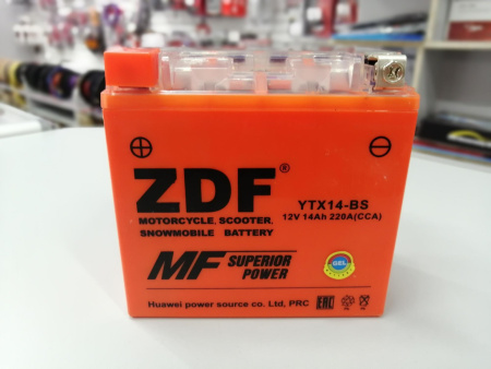 Мотоциклетный аккумулятор ZDF "Moto Battery" 1214 (YB12A-BS) (прямая)