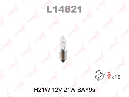 Лампа накаливания LYNXauto H21W 12v BAY9S L14821